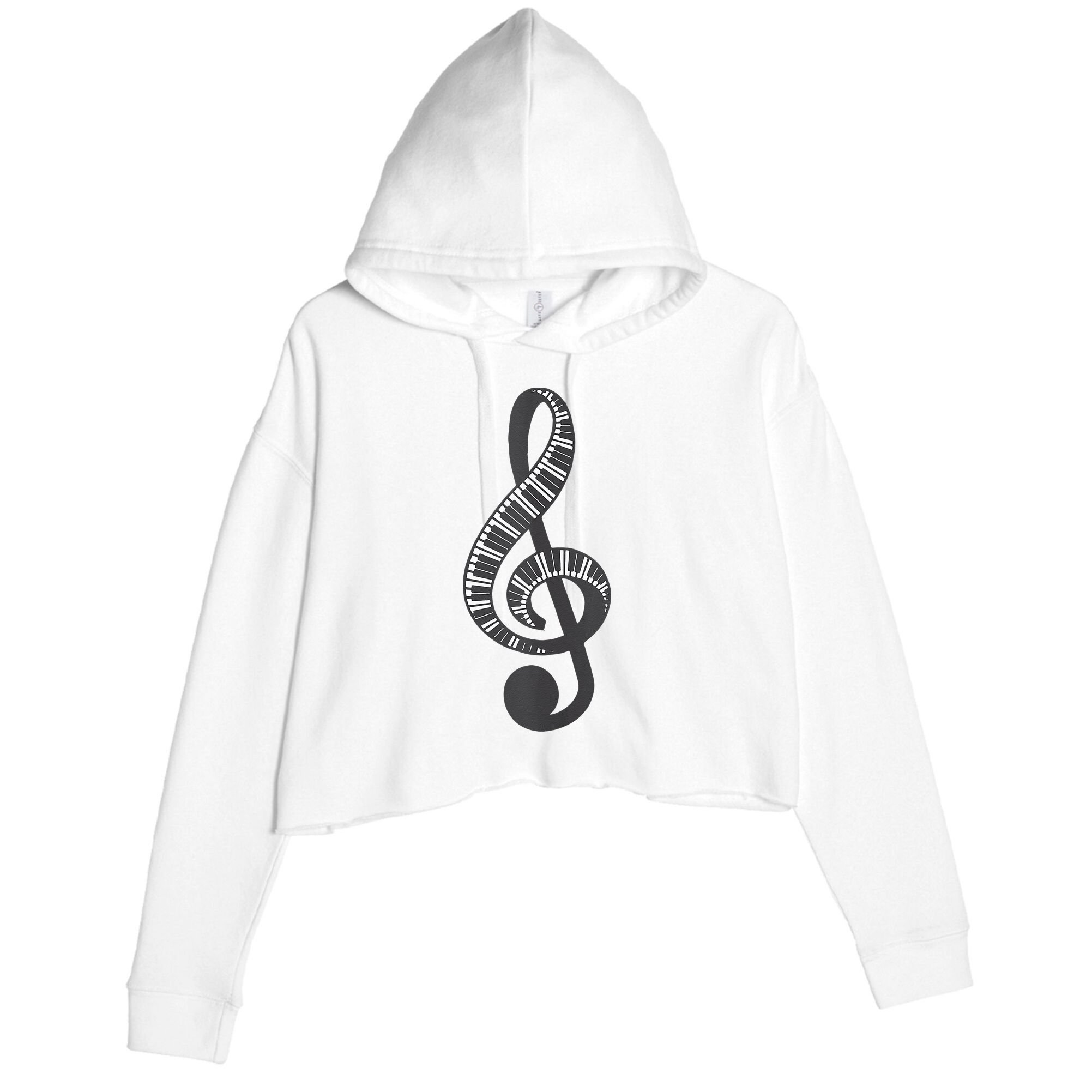 Cute Piano Keyboard Treble Clef Music Note Art Music Gift Crop Fleece Hoodie