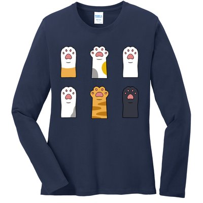 Cat Paw Kitten Lover Funny Claws Kitty Animal Pet Owner Ladies Long Sleeve Shirt