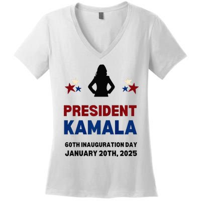 Cool President Kamala Harris 2024 Inauguration Day Souvenir Women's V-Neck T-Shirt