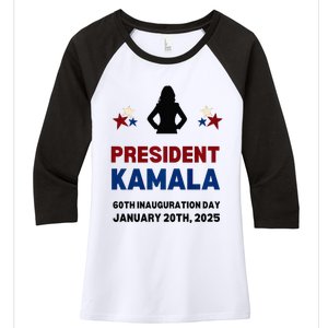 Cool President Kamala Harris 2024 Inauguration Day Souvenir Women's Tri-Blend 3/4-Sleeve Raglan Shirt