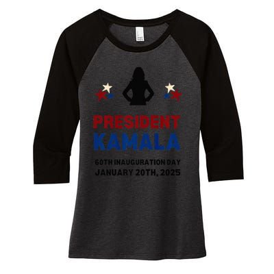 Cool President Kamala Harris 2024 Inauguration Day Souvenir Women's Tri-Blend 3/4-Sleeve Raglan Shirt