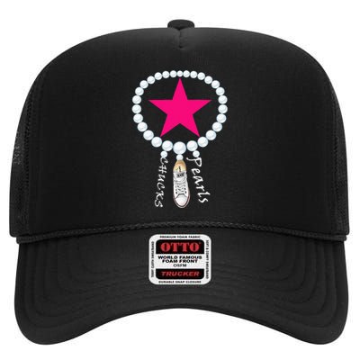 Chucks & Pearls Kamala Funny Converse Women Men High Crown Mesh Back Trucker Hat