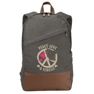 Cute Peace Love And Pitbulls And Gift Cotton Canvas Backpack