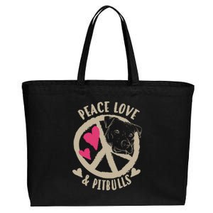 Cute Peace Love And Pitbulls And Gift Cotton Canvas Jumbo Tote