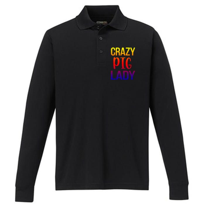 Crazy Pig Lady Pig Mom Pig Lover Pig Mama Pig Owner Cool Gift Performance Long Sleeve Polo