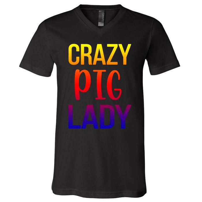 Crazy Pig Lady Pig Mom Pig Lover Pig Mama Pig Owner Cool Gift V-Neck T-Shirt