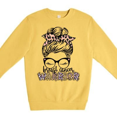 Cute Pink Leopard Print Breast Cancer Warrior Premium Crewneck Sweatshirt