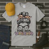 Cute Pink Leopard Print Breast Cancer Warrior Tall T-Shirt