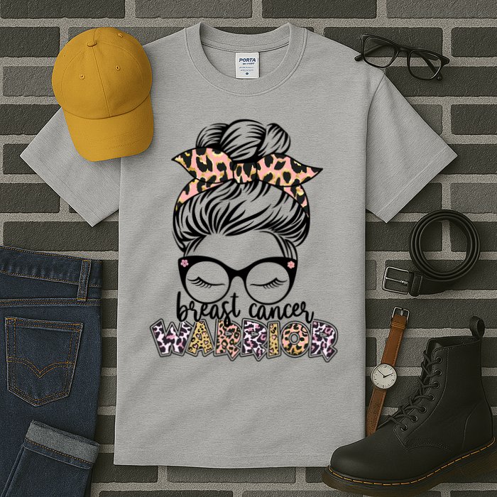 Cute Pink Leopard Print Breast Cancer Warrior Tall T-Shirt