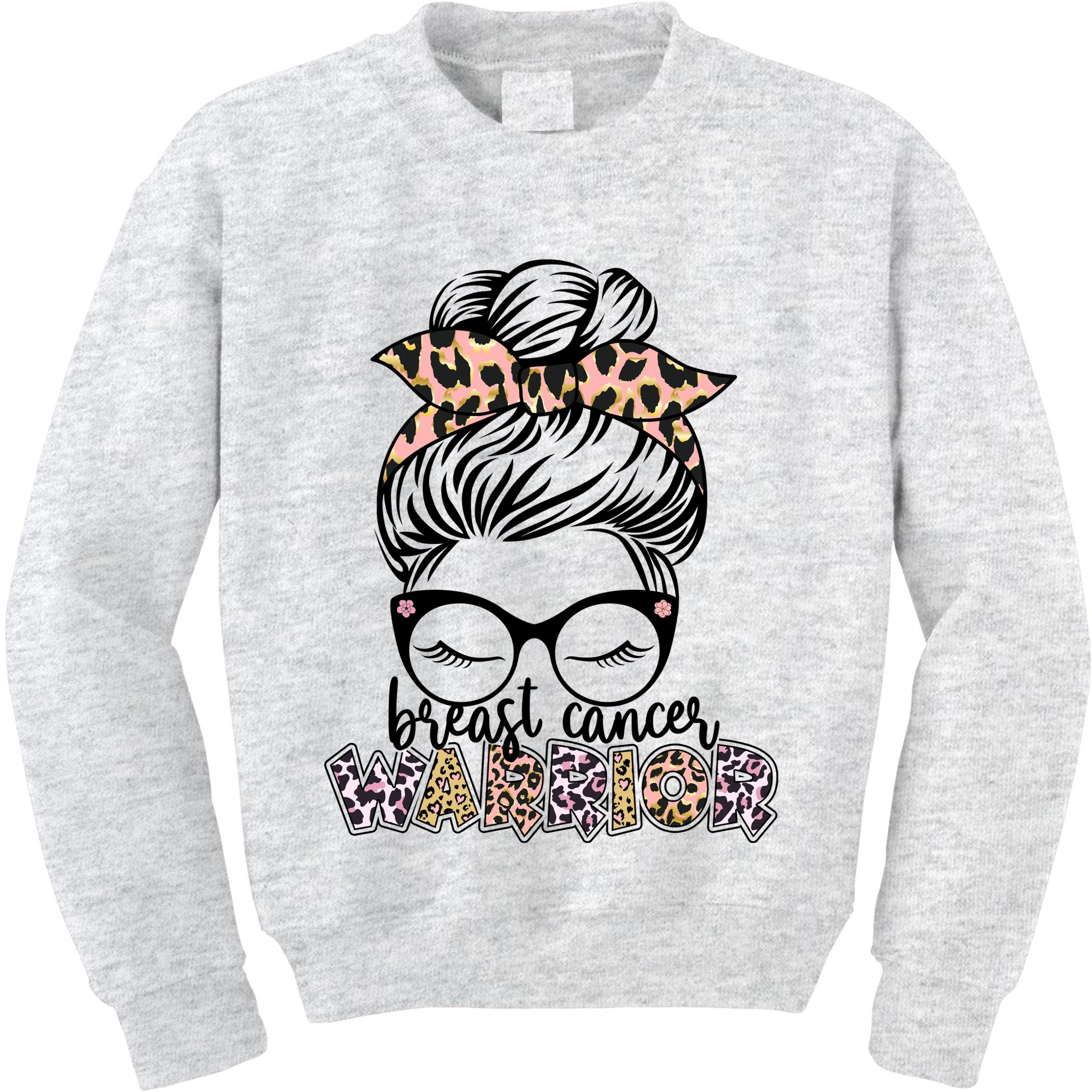 Cute Pink Leopard Print Breast Cancer Warrior Kids Sweatshirt