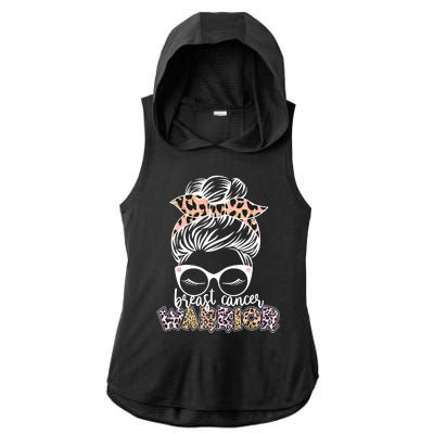 Cute Pink Leopard Print Breast Cancer Warrior Ladies PosiCharge Tri-Blend Wicking Draft Hoodie Tank