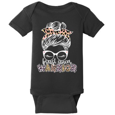Cute Pink Leopard Print Breast Cancer Warrior Baby Bodysuit