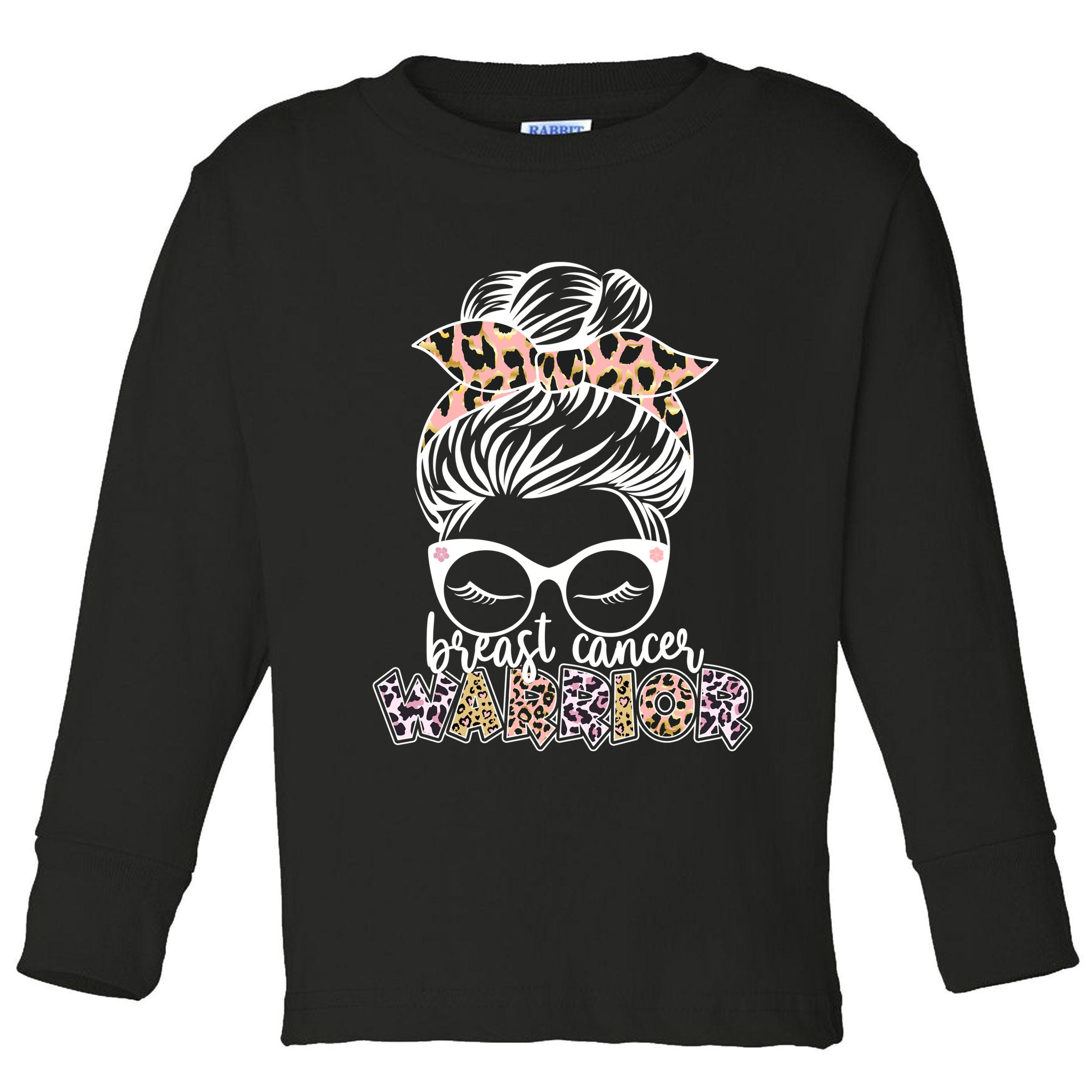 Cute Pink Leopard Print Breast Cancer Warrior Toddler Long Sleeve Shirt