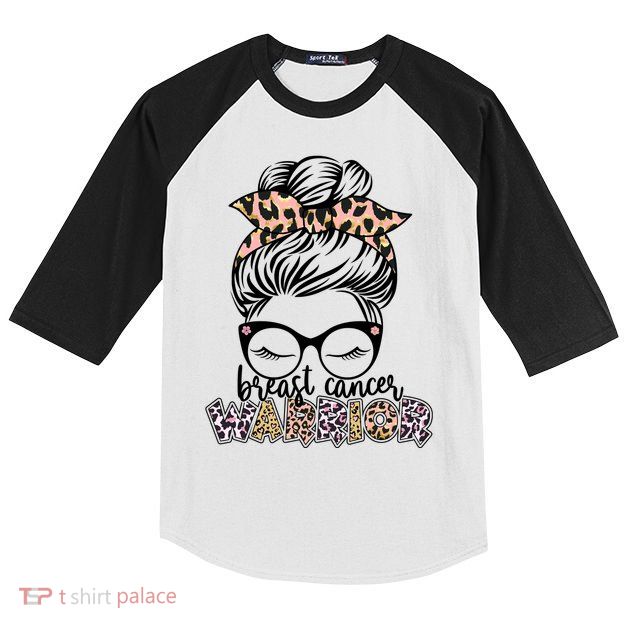 Cute Pink Leopard Print Breast Cancer Warrior Kids Colorblock Raglan Jersey