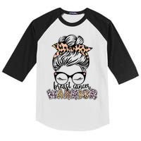 Cute Pink Leopard Print Breast Cancer Warrior Kids Colorblock Raglan Jersey