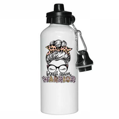 Cute Pink Leopard Print Breast Cancer Warrior Aluminum Water Bottle