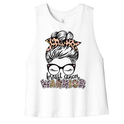 Cute Pink Leopard Print Breast Cancer Warrior Women's Racerback Cropped Tank