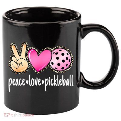 Cute Pickleballpeace Love Pickleball Lover Leopard Print Best Gift 11oz C Handle Ceramic Mug