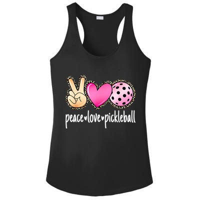 Cute Pickleballpeace Love Pickleball Lover Leopard Print Best Gift Ladies PosiCharge Competitor Racerback Tank