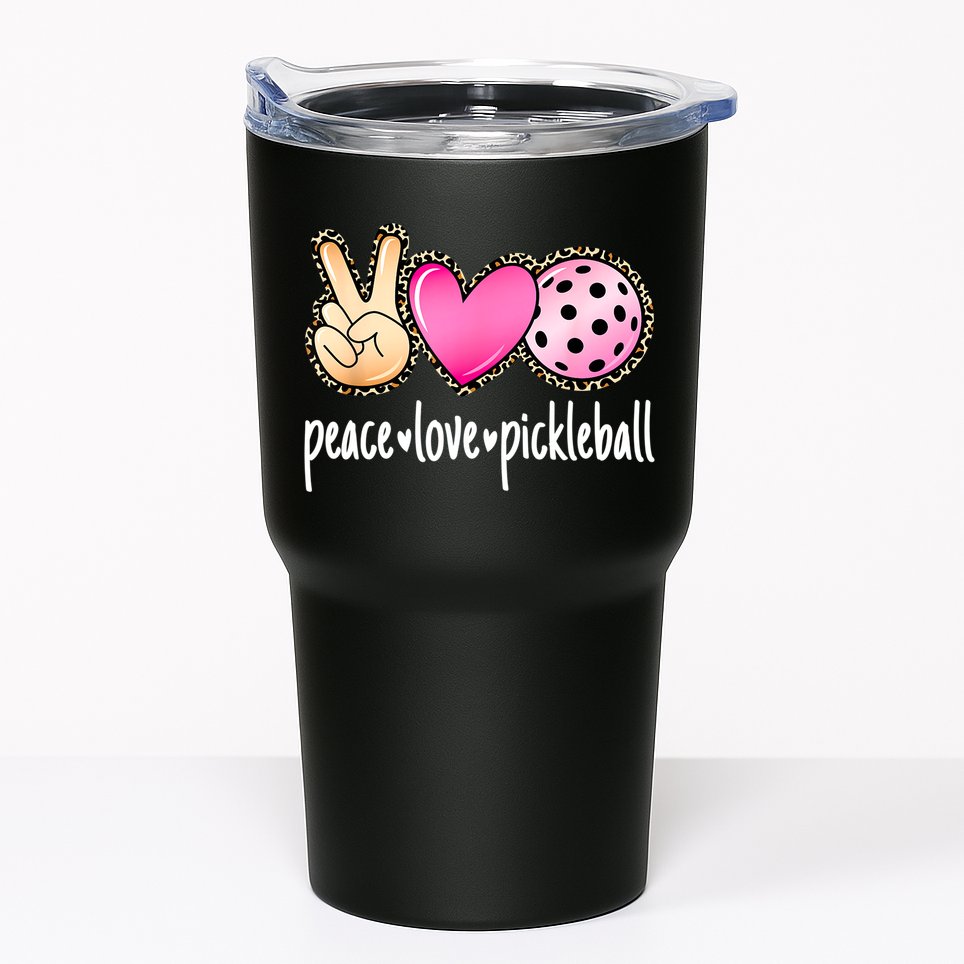 Cute Pickleballpeace Love Pickleball Lover Leopard Print Best Gift Tumbler
