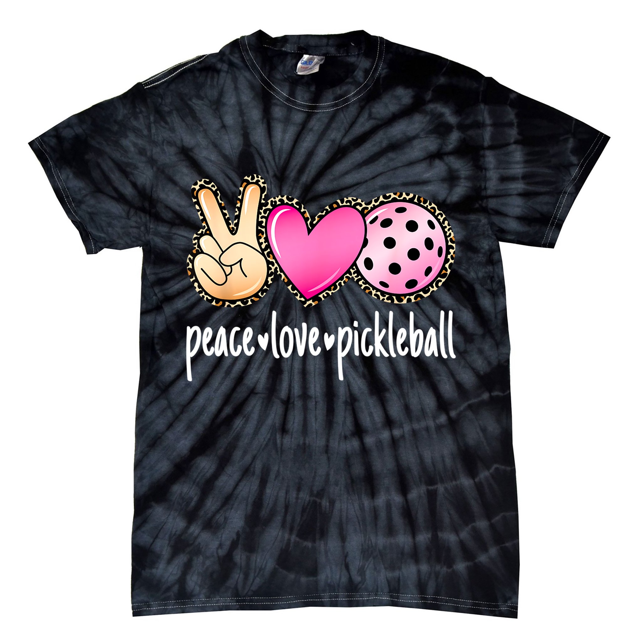 Cute Pickleballpeace Love Pickleball Lover Leopard Print Best Gift Tie-Dye T-Shirt