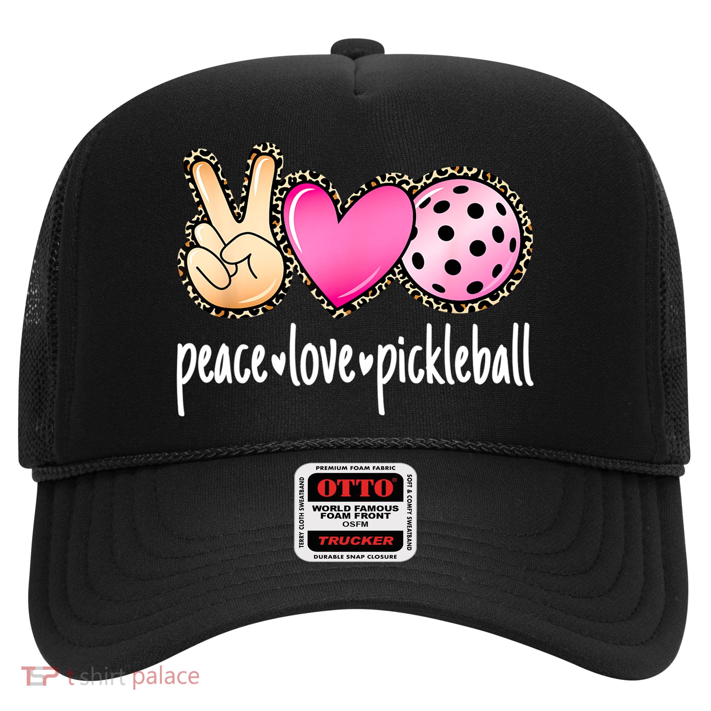 Cute Pickleballpeace Love Pickleball Lover Leopard Print Best Gift Trucker Hat