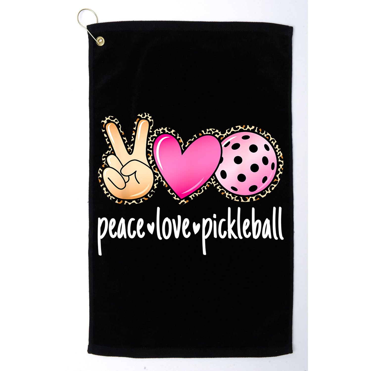 Cute Pickleballpeace Love Pickleball Lover Leopard Print Best Gift Golf Towel