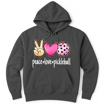 Cute Pickleballpeace Love Pickleball Lover Leopard Print Best Gift Hoodie
