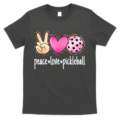 Cute Pickleballpeace Love Pickleball Lover Leopard Print Best Gift T-Shirt
