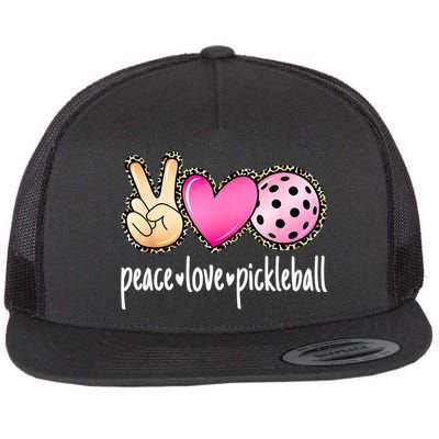 Cute Pickleballpeace Love Pickleball Lover Leopard Print Best Gift Flatbill Hat