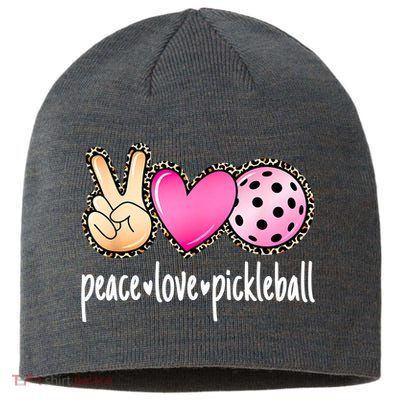 Cute Pickleballpeace Love Pickleball Lover Leopard Print Best Gift Sustainable Beanie