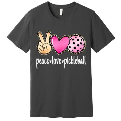 Cute Pickleballpeace Love Pickleball Lover Leopard Print Best Gift Premium T-Shirt