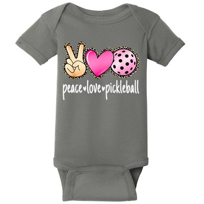 Cute Pickleballpeace Love Pickleball Lover Leopard Print Best Gift Baby Bodysuit