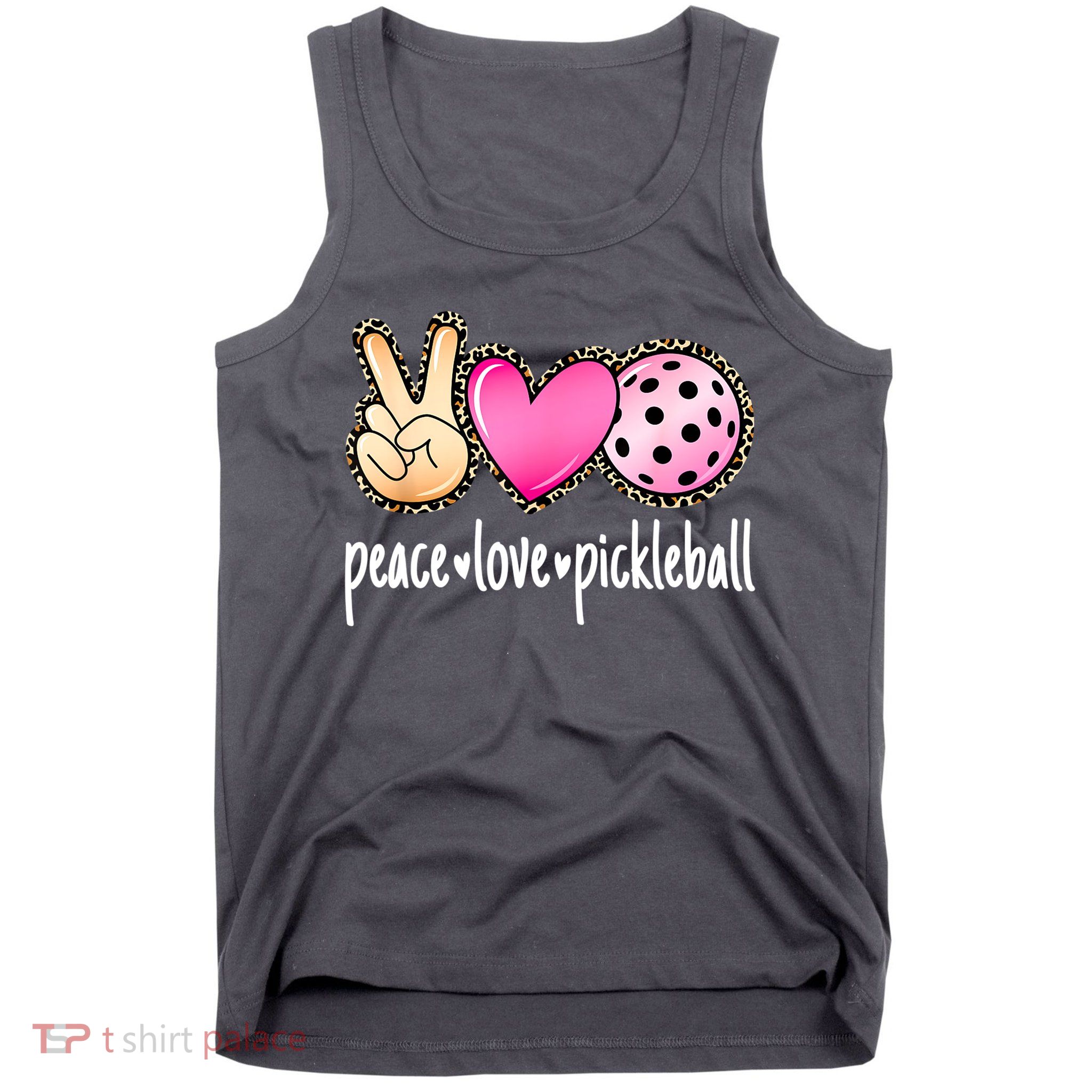 Cute Pickleballpeace Love Pickleball Lover Leopard Print Best Gift Tank Top