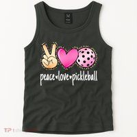 Cute Pickleballpeace Love Pickleball Lover Leopard Print Best Gift Tank Top