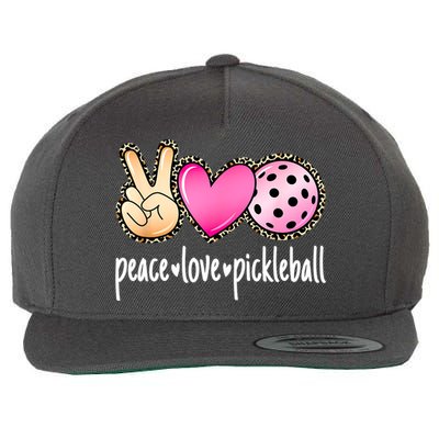 Cute Pickleballpeace Love Pickleball Lover Leopard Print Best Gift Wool Snapback Cap