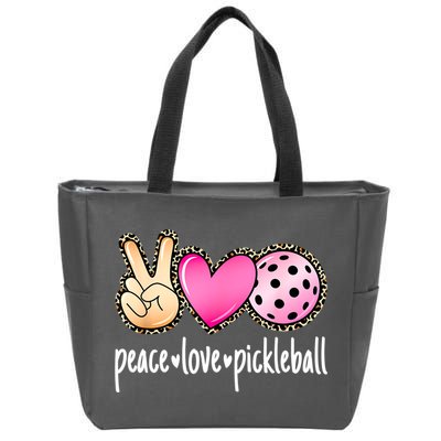 Cute Pickleballpeace Love Pickleball Lover Leopard Print Best Gift Zip Tote Bag