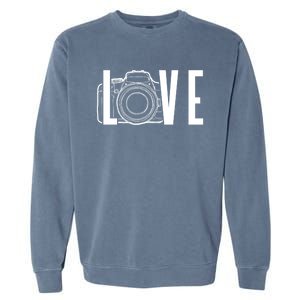 Cute Photography Love Text Camera For Photographer Gift Garment-Dyed Sweatshirt