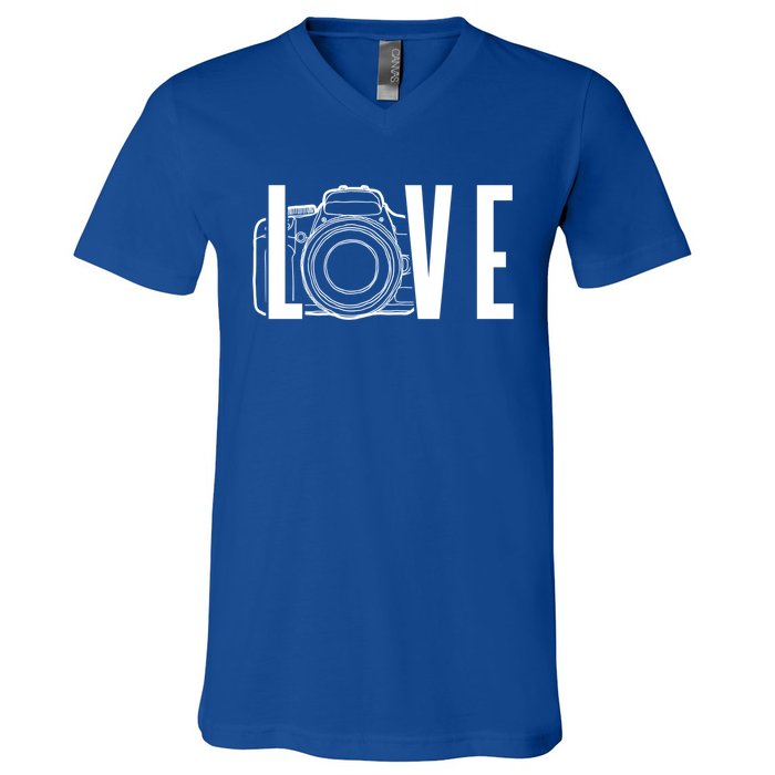 Cute Photography Love Text Camera For Photographer Gift V-Neck T-Shirt