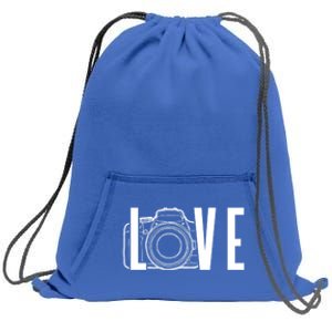 Cute Photography Love Text Camera For Photographer Gift Sweatshirt Cinch Pack Bag