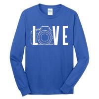 Cute Photography Love Text Camera For Photographer Gift Tall Long Sleeve T-Shirt