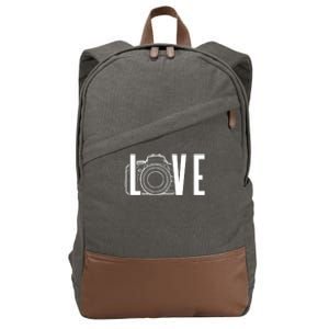 Cute Photography Love Text Camera For Photographer Gift Cotton Canvas Backpack