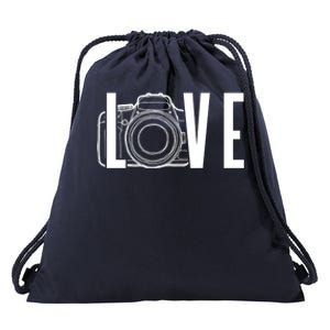 Cute Photography Love Text Camera For Photographer Gift Drawstring Bag