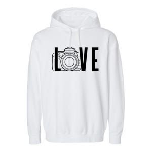 Cute Photography Love Text Camera For Photographer Gift Garment-Dyed Fleece Hoodie