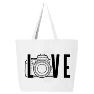 Cute Photography Love Text Camera For Photographer Gift 25L Jumbo Tote