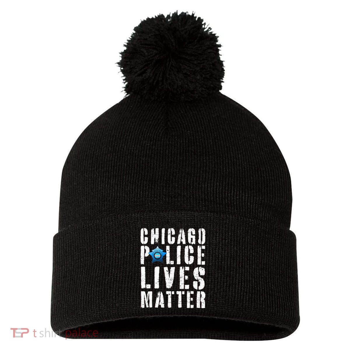Chicago Police Lives Matter Protect Chicago Cops Pom Pom 12in Knit Beanie