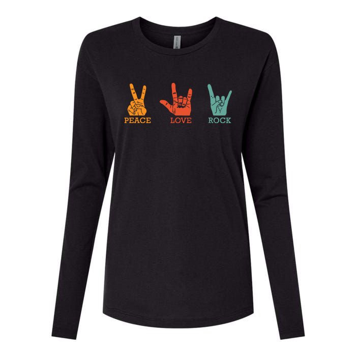 Classic Peace Love Rock Vintage Concert Band Rock Music Womens Cotton Relaxed Long Sleeve T-Shirt