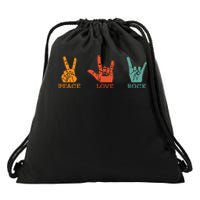 Classic Peace Love Rock Vintage Concert Band Rock Music Drawstring Bag