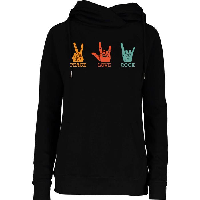 Classic Peace Love Rock Vintage Concert Band Rock Music Womens Funnel Neck Pullover Hood