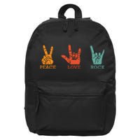 Classic Peace Love Rock Vintage Concert Band Rock Music 16 in Basic Backpack